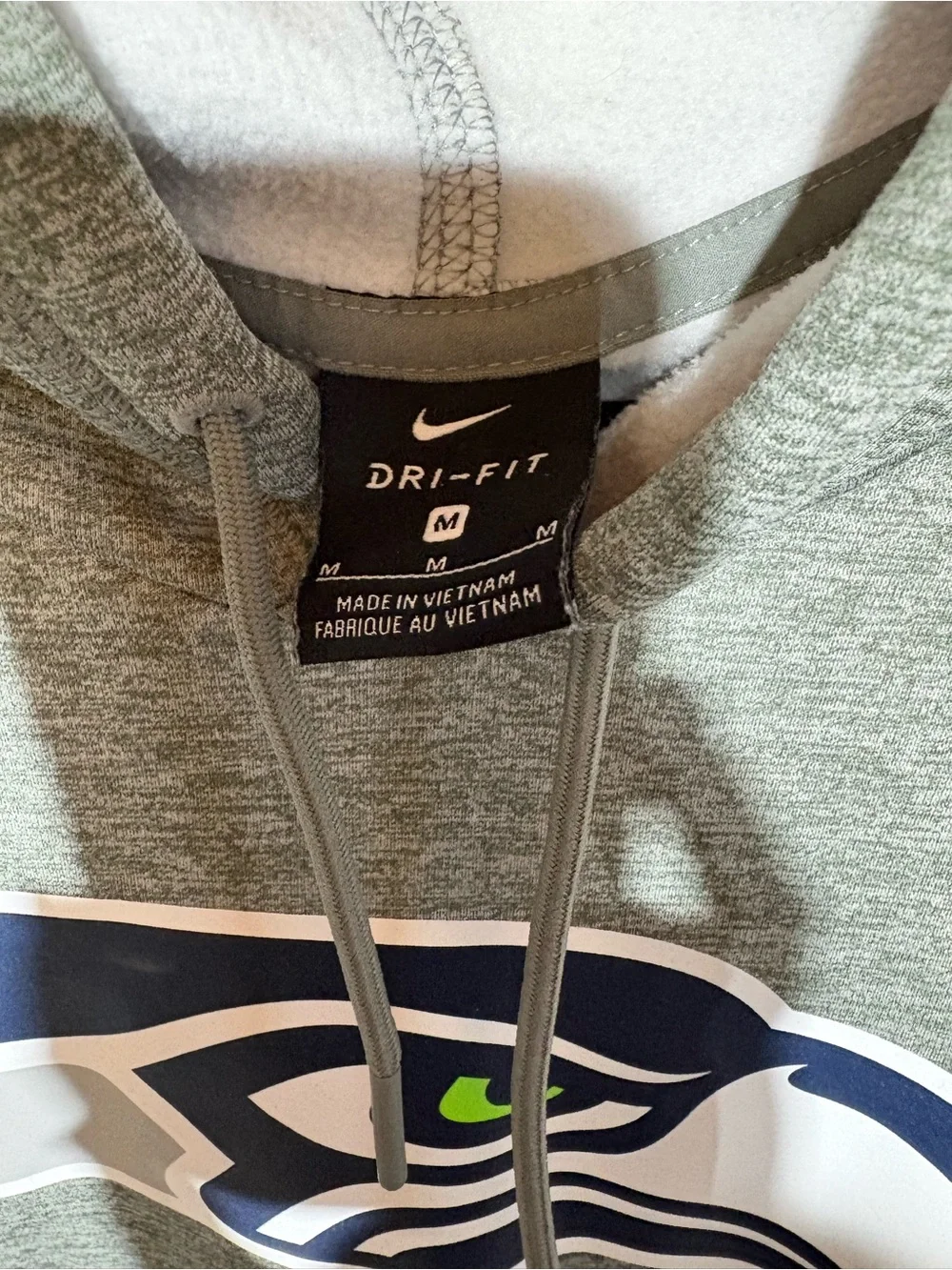 Nike Gray Seattle Seahawks Pullover Hoodie with Navy and Green Logo